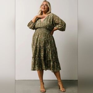 Baltic Born Floral Green Midi Dress